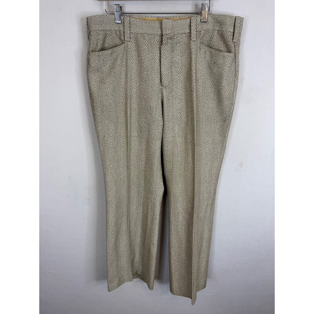Vintage‎ 70s Disco Aero Tan Diamond Geometric Trousers Mens 36x30